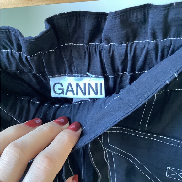 Ganni paper bag waist contrast stitch cargos - Picture 3 of 4